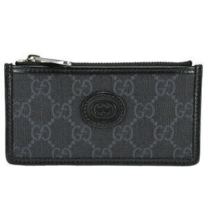 Gucci Interlocking GG Coin Card Case Fraent GG Supreme Leather Black